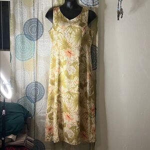 Vintage Sag Harbor Floral Green and Pink Dress